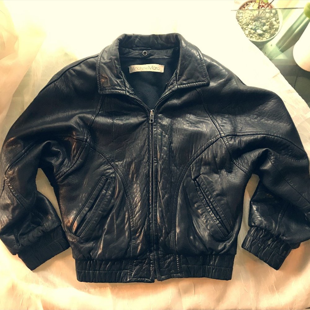 Black Soft Leather Bomber Jacket